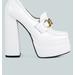 London Rag Bratz Horsebit Diamante Embellished Chunky Platform Loafers - White - US-8 / UK-6 / EU-39