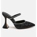 London Rag Iris Glitter Diamante Spool Heeled Sandals - Black - US 10