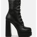 London Rag Meows Faux Leather High Heel Platform Ankle Boots - Black - US-7 / UK-5 / EU-38