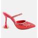 London Rag Iris Glitter Diamante Spool Heeled Sandals - Red - US 9