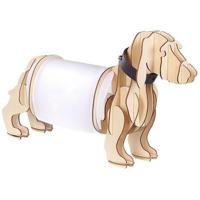 Tischlampe Heller Holzfarbton 25 cm Hundeform Hund für Schreibtisch Nachttisch Home Office Flur