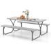 Costway 6 Feet Picnic Table Bench Set with HDPE Tabletop for 8 Person-Gray