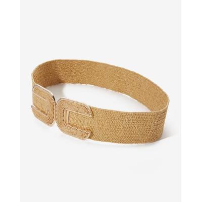 Jardin - Natural Neutral - Gold Hardware Raffia Elastic Belt - Medium/Large