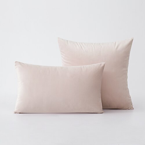 Dekorative Wurfkissen, 1 Stück, Kissenbezüge, Samt-Kissenbezug, einfarbig, modern, quadratisch, mit Nähten, traditionell, klassisch, Rosa, Blau, Salbeigrün, Lila, Gelb Image