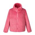 Kids Girls' Fleece Jacket Solid Color Active School Coat Outerwear 4-12 Years Spring Light Khaki Sea Blue Pink