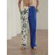 Men's Linen Pants Trousers Summer Pants Beach Pants Drawstring Elastic Waist 3D Print Coconut Tree Graphic Prints Comfort Casual Daily Holiday Linen Cotton Blend 20% Linen Streetwear Hawaiian Blue