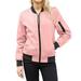 CZHJS Women s Fashion Outerwear Thicken Jackets Outdoor Oversized Baseball Shirts Zip up Lightweight Jacket Winter Clothes Clearance Trendy Solid Color Pink S