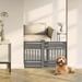 24 -39 Portable Expandable Pet Gate Adjustable Pet Barrier for Puppy Small to Medium Dogs Fits Most Doorways Easy Twist-to-Lock Feature Heavy-Duty Molded Plastic 25 Tall Gray