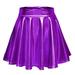 Women s Casual Fashion Shiny Metallic Flared Pleated A-Line Mini Skirt Skirts Girls Hoop Skirt plus Size Faux Leather Skirt Hinge Tennis Skirt Long Skirts for Women Summer Skirt Hanger Two Piece Skirt