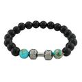 Stone Volcanic Rock Beads Metal Dumbbell Versatile Beads Bracelet Jewelry Men Fitness Watch Large Digital Watches for Men Prom Jewelry Countdown Timer Watch Gadget Watches for Men Watch with Stopwatch