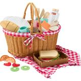 Fisher-Price Wooden Picnic Basket and Food Pretend Play Set for Preschool Kids 31 Pieces