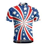 GLVSZ 4th of July Cycling Jersey for Men Short Sleeve USA Flag Patriotic Bike Biking Shirts Full Zip Road Bicycle Clothes Tops