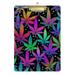 Multicolored Rainbow Plant Leaves Clipboard Acrylic Clipboards Standard A4 Letter Size 12.5 X 9 with Retractable Hanging Tab Clip Board for Teacher Kids Students Office