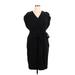 Eliza J Casual Dress V Neck Short sleeves: Black Solid Dresses - Women's Size 16