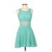 Bailey Blue Casual Dress - Fit & Flare: Teal Jacquard Dresses - Women's Size Small