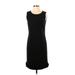 Adrienne Vittadini Casual Dress - Sheath Scoop Neck Sleeveless: Black Print Dresses - Women's Size Large