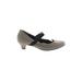 Esperanza Flats: Pumps Kitten Heel Work Gray Print Shoes - Women's Size 7 - Round Toe