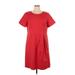 Lafayette 148 New York Casual Dress - A-Line Crew Neck Short sleeves: Red Print Dresses - Women's Size 18
