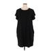 Terra & Sky Casual Dress - Mini Crew Neck Short sleeves: Black Solid Dresses - Women's Size 1X
