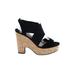 Diane von Furstenberg Wedges: Slingback Chunky Heel Boho Chic Black Solid Shoes - Women's Size 9 - Open Toe