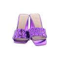 Nasty Gal Inc. Heels: Slip-on Chunky Heel Casual Purple Print Shoes - Women's Size 5 - Open Toe