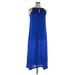 Cocktail Dress - A-Line High Neck Sleeveless: Blue Dresses - Women's Size Large