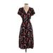 Leith Casual Dress - Midi: Black Floral Dresses - Women's Size X-Small