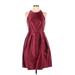 Alfred Sung Casual Dress - Party: Burgundy Solid Dresses - New - Women's Size 10