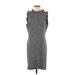 Ann Taylor LOFT Casual Dress - Sheath High Neck Short sleeves: Gray Dresses - Women's Size 4