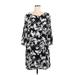 Worthington Casual Dress - Shift Scoop Neck 3/4 sleeves: Black Print Dresses - Women's Size X-Large