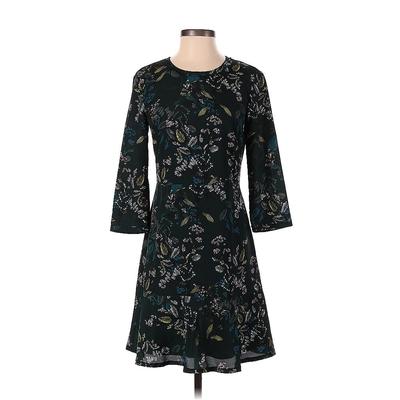 Banana Republic Casual Dress - A-Line Crew Neck 3/4 Sleeve: Black Print Dresses - Women's Size 2