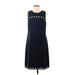J.Crew Casual Dress - Shift High Neck Sleeveless: Blue Print Dresses - Women's Size 8 Tall