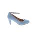 Chase & Chloe Heels: Pumps Stiletto Minimalist Blue Solid Shoes - Women's Size 11 - Round Toe