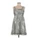 Betsey Johnson Cocktail Dress - Mini: Silver Dresses - New - Women's Size 8