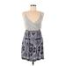 Roxy Casual Dress - A-Line V-Neck Sleeveless: Gray Dresses - Women's Size Medium