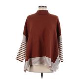 Pink Lily Turtleneck Sweater: Brown Stripes Tops - Women's Size Medium