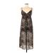 Sparkle & Fade Casual Dress - Midi V Neck Sleeveless: Brown Leopard Print Dresses - Women's Size Medium