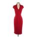 Alexia Admor Cocktail Dress - Sheath V Neck Short sleeves: Burgundy Solid Dresses - Women's Size Small