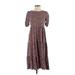 Aerie Casual Dress - A-Line Crew Neck Short sleeves: Brown Floral Dresses - Women's Size X-Small