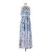 Vince Camuto Casual Dress - Maxi: Blue Acid Wash Print Dresses - Women's Size 6