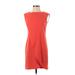 Ann Taylor Casual Dress - Mini Crew Neck Sleeveless: Orange Print Dresses - Women's Size 0 Petite