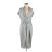 Max Mara Casual Dress V-Neck Short sleeves: Gray Solid Dresses - Women's Size Medium