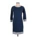 J.Crew Factory Store Casual Dress - Sheath Crew Neck 3/4 sleeves: Blue Color Block Dresses - Women's Size X-Small