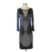 BCBGMAXAZRIA Casual Dress - Sheath: Dark Blue Grid Dresses - Women's Size X-Small