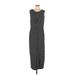 T Tahari Casual Dress - Sheath Scoop Neck Sleeveless: Black Stripes Dresses - Women's Size Large