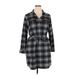 Eddie Bauer Casual Dress - Shirtdress: Gray Plaid Dresses - Women's Size 14