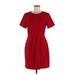 Club Monaco Casual Dress - Sheath Crew Neck Short sleeves: Red Print Dresses - Women's Size 6