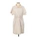 prologue Casual Dress Collared Short sleeves: Tan Solid Dresses - Women's Size Medium