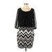 En Focus Casual Dress - Shift Scoop Neck 3/4 sleeves: Black Chevron/Herringbone Dresses - Women's Size 14 Petite