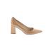Marc Fisher LTD Heels: Slip On Chunky Heel Minimalist Tan Print Shoes - Women's Size 9 1/2 - Pointed Toe